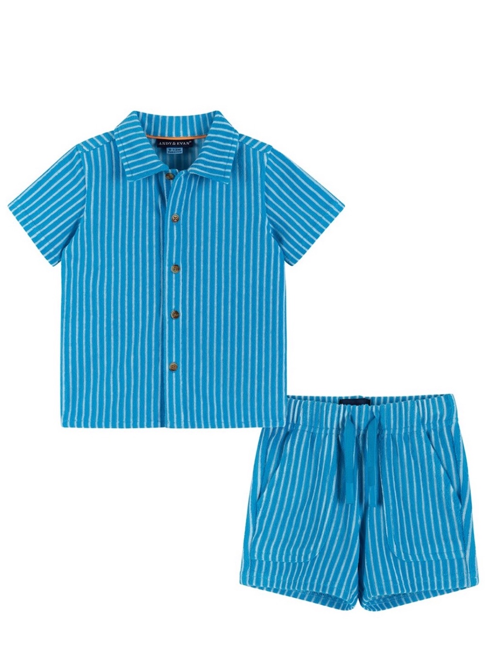 Andy & Evan baby boy turquoise terry shorts and top set